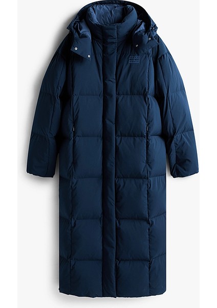 Tommy Hılfıger Kadın Marka Logolu Kapitone Dikişli Kapüşonlu Günlük Kullanıma Uygun Lacivert Mont DW0DW21977 C1G