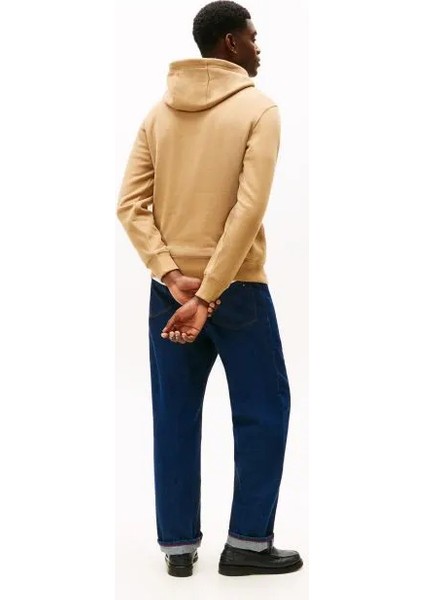 Tommy Hılfıger Erkek Marka Logolu Kapüşonlu Organik Pamuklu Kanguru Ceplli Günlük Kullanıma Uygun Açık Kahverengi Sweatshirt MW0MW40864 Gv7 modelleri