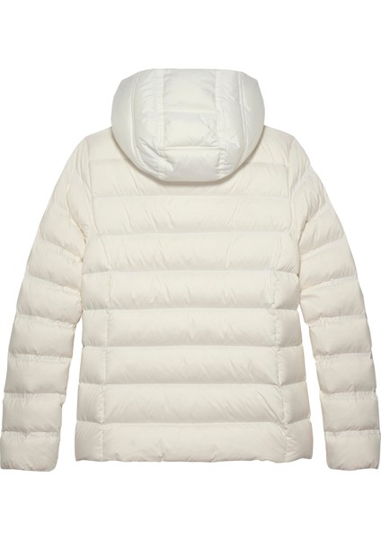Tommy Hılfıger Kadın Marka Bayrak Logolu Sabit Kapüşonlu Kapitone Dolgulu Beyaz1 Mont DW0DW21617 Ybl fırsatları