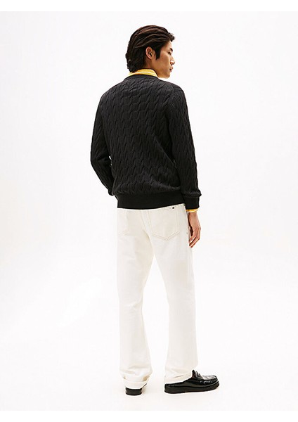 Tommy Hılfıger Erkek Marka Logolu Pamuklu Günlük Kullanıma Uygun Siyah Kazak MW0MW33132 Bds fırsatları