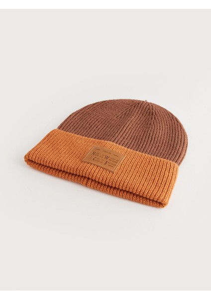 Yeni Sezon Etiket Baskılı Renk Bloklu Erkek Triko Bere fırsatları