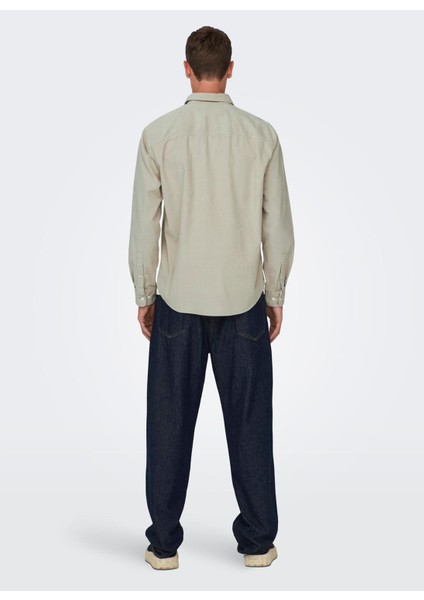 Normal Ekru Düz Erkek Gömlek Onsalp Rlx 2pkt Washd Cord Ls Shırt indirimleri