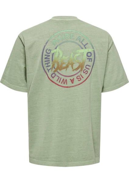 O Yaka Baskılı Gri - Yeşil Erkek T-Shirt Onsmorgan Lıfe Rlx Gradıant Ss Tee fiyatları