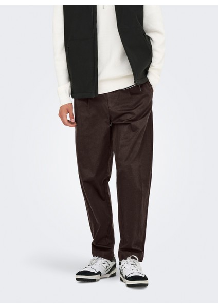 Normal Bel Rahat Kahve Erkek Chino Pantolon Onscoıl Tapered 0298 Strıng Pant Fr