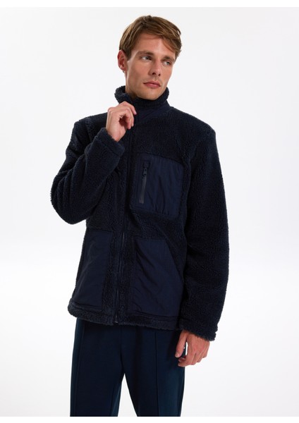 Dik Yaka Düz Lacivert Erkek Sweatmont J5WM-SWT7312