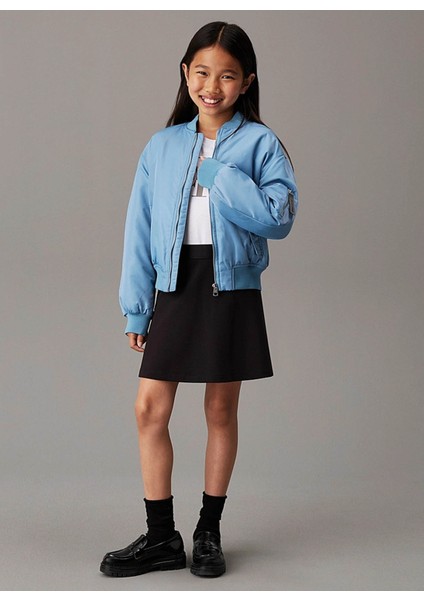 Lastikli Bel Regular Fit Siyah Düz Kısa Kız Çocuk Etek IG0IG02784BEH