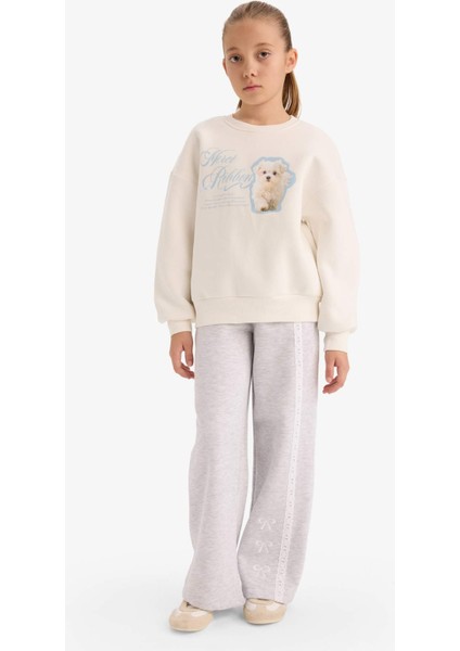 Kız Çocuk 2'li Takım Baskılı Sweatshirt Eşofman Altı G5571A825WN