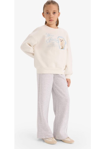 Kız Çocuk 2'li Takım Baskılı Sweatshirt Eşofman Altı G5571A825WN fiyatları