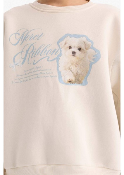 Kız Çocuk 2'li Takım Baskılı Sweatshirt Eşofman Altı G5571A825WN fırsatları