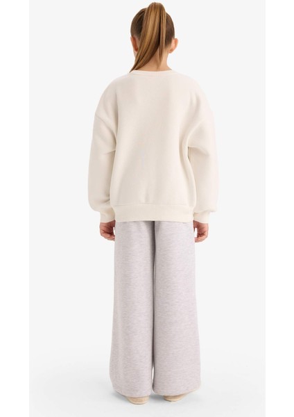 Kız Çocuk 2'li Takım Baskılı Sweatshirt Eşofman Altı G5571A825WN