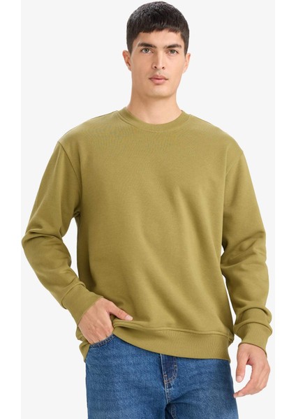 Relax Fit Bisiklet Yaka Kalın İçi Yumuşak Tüylü Basic Düz Sweatshirt T5139AZ25AU