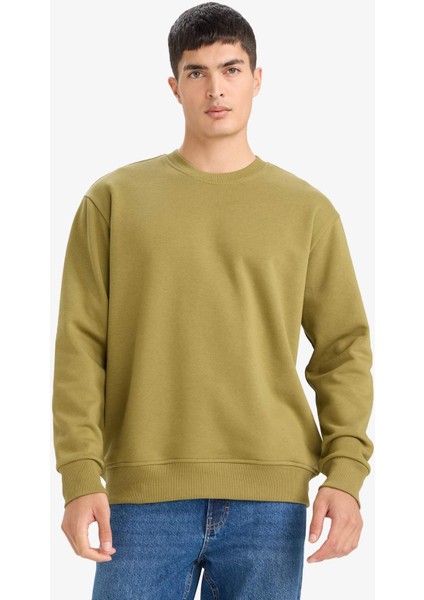 Relax Fit Bisiklet Yaka Kalın İçi Yumuşak Tüylü Basic Düz Sweatshirt T5139AZ25AU modelleri