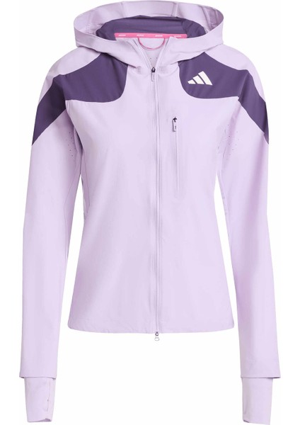 JV7180 Adızero Jkt W Lila - Mor Dar Düz Kadın Zip Ceket indirimleri