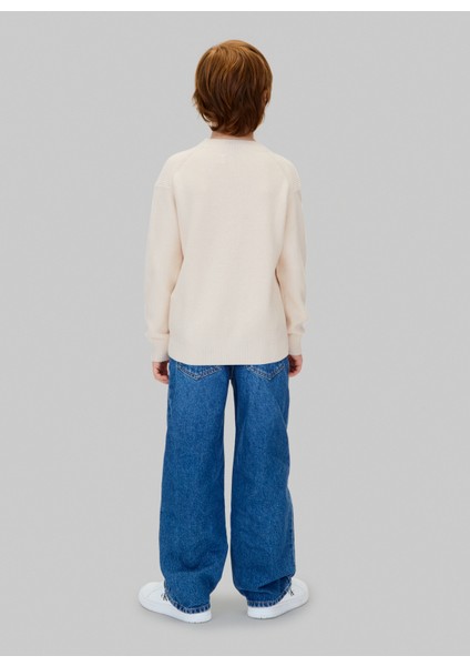 Bisiklet Yaka Regular Fit Nakışlı Ekru Erkek Çocuk Kazak IB0IB02598PGB indirimleri