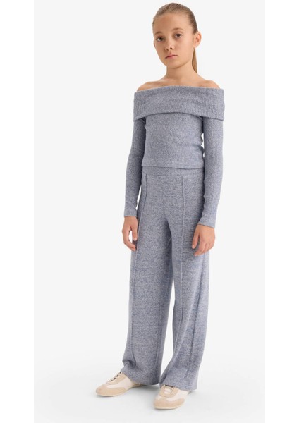 Kız Çocuk 2'li Takım Omzu Açık Bluz Geniş Bol Paça Pantolon G5959A825WN fiyatları