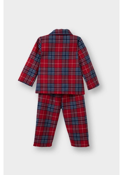 Erkek Bebek Pijama Dokuma Kareli Uzun Kollu Flanel Üst Uzun Alt G4983A525WN fırsatları