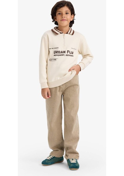 Erkek Çocuk Polo Yaka Baskılı İçi Yumuşak Tüylü Sweatshirt G5544A825CW fiyatları