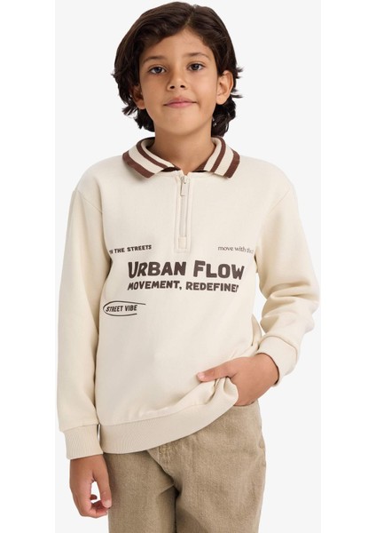 Erkek Çocuk Polo Yaka Baskılı İçi Yumuşak Tüylü Sweatshirt G5544A825CW modelleri