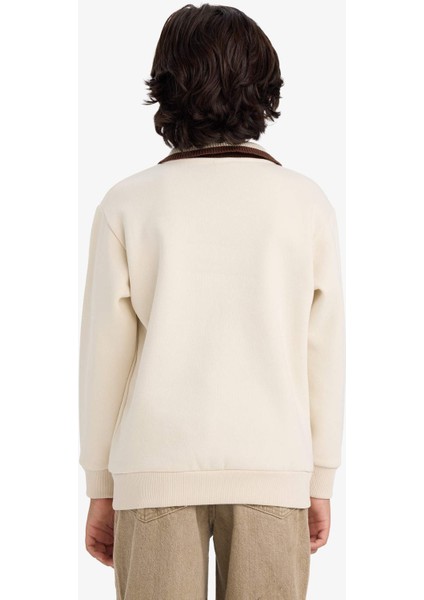 Erkek Çocuk Polo Yaka Baskılı İçi Yumuşak Tüylü Sweatshirt G5544A825CW indirimleri