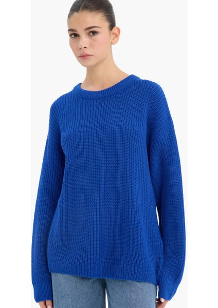 Regular Fit Bisiklet Yaka Selanik Kumaş Triko Kazak H6905AZ25WN