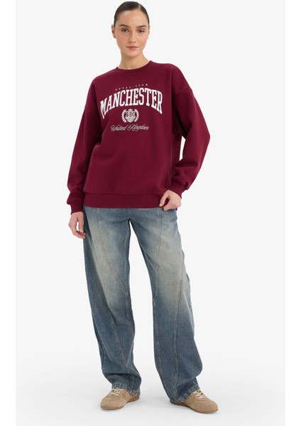 Oversize Geniş Kalıp Bisiklet Yaka Baskılı Sweatshirt G7039AX25WN fiyatları