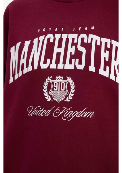 Oversize Geniş Kalıp Bisiklet Yaka Baskılı Sweatshirt G7039AX25WN fırsatları