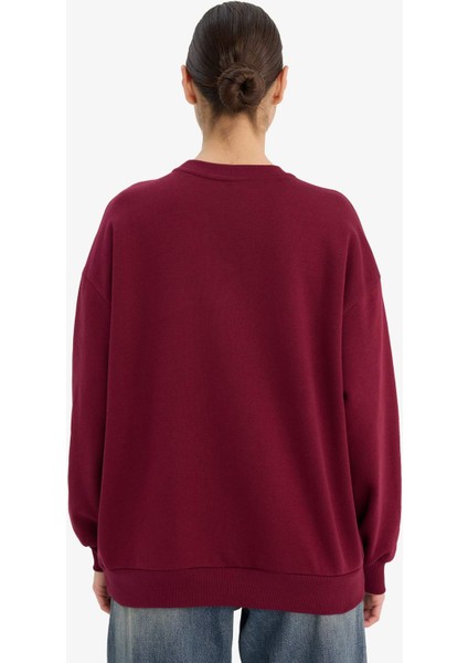 Oversize Geniş Kalıp Bisiklet Yaka Baskılı Sweatshirt G7039AX25WN indirimleri