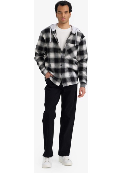 Relax Fit Kapüşonlu Flanel Uzun Kollu Gömlek G4317AX25AU fiyatları