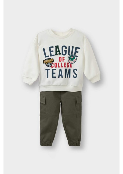 Erkek Bebek 2'li Takım Baskılı Sweatshirt Pantolon G5150A525WN