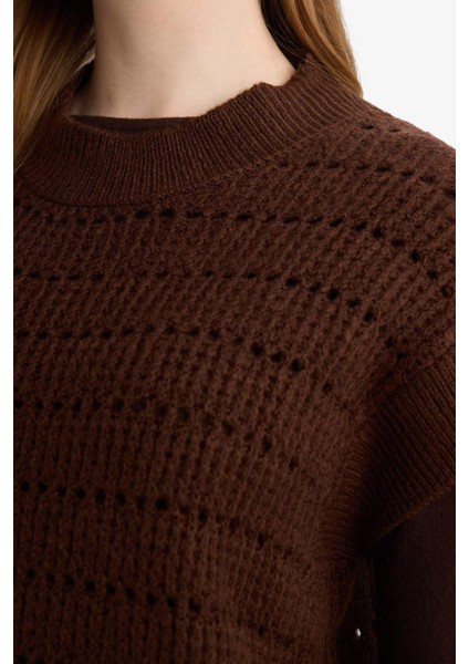 Regular Fit Bisiklet Yaka Triko Süveter G6358AX25WN fırsatları