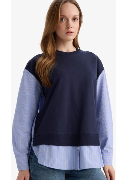 Regular Fit Sweatshirt Kumaşı Uzun Kollu TUNIK F6905AX25WN