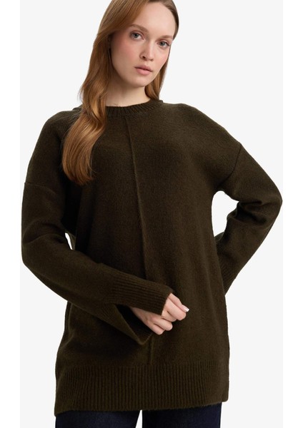 Loose Fit Bisiklet Yaka Triko Kazak Tunik F4547AX25WN modelleri