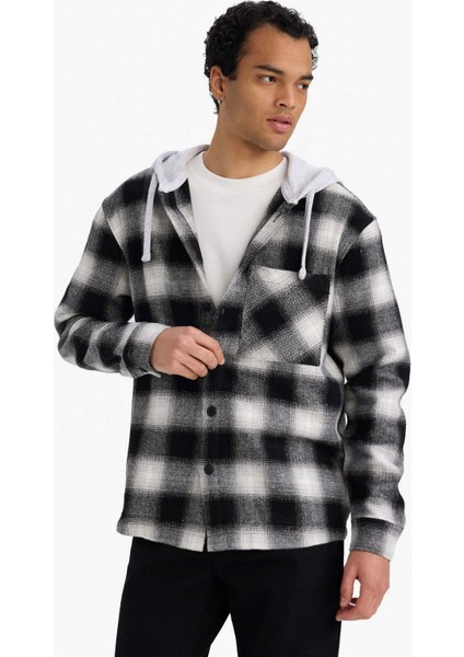 Relax Fit Kapüşonlu Flanel Uzun Kollu Gömlek G4317AX25AU fırsatları