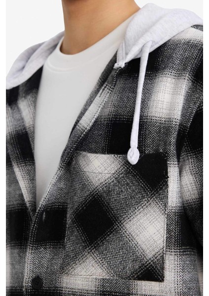Relax Fit Kapüşonlu Flanel Uzun Kollu Gömlek G4317AX25AU indirimleri