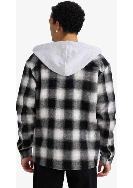 Relax Fit Kapüşonlu Flanel Uzun Kollu Gömlek G4317AX25AU