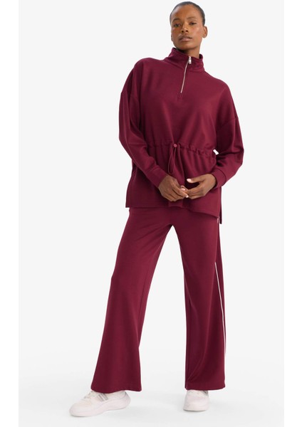 Long Fit Dik Yaka Beli Lastikli Yarım Fermuarlı Modal Sporcu Sweatshirt G4367AX25WN fiyatları