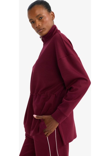 Long Fit Dik Yaka Beli Lastikli Yarım Fermuarlı Modal Sporcu Sweatshirt G4367AX25WN modelleri