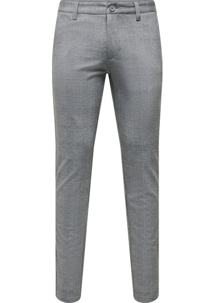 Orta Bel Dar Gri Erkek Chino Pantolon Onsmark Slım Check Pants 9887 Noos