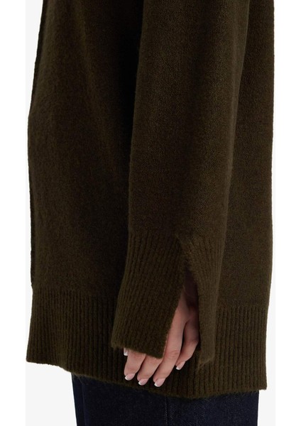 Loose Fit Bisiklet Yaka Triko Kazak Tunik F4547AX25WN indirimleri