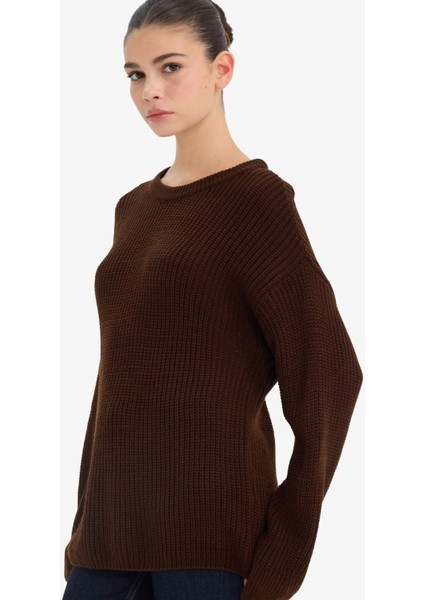 Regular Fit Bisiklet Yaka Selanik Kumaş Triko Kazak H6905AZ25WN