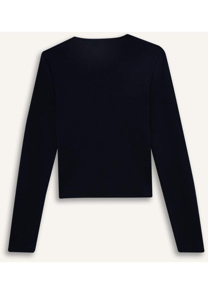 Fitted Bisiklet Yaka Ribana Hırka G2806AX25AU