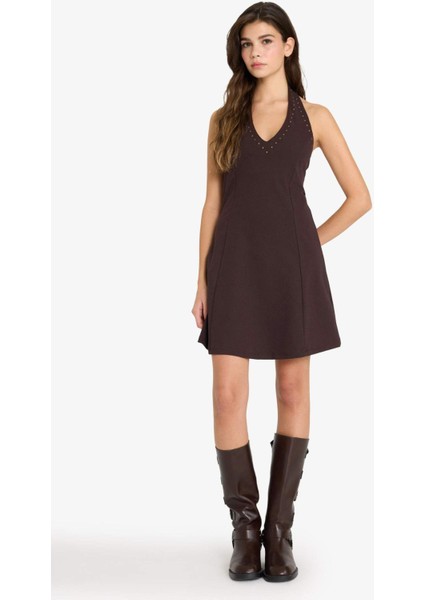 Halter Yaka Bürümcük Mini Elbise G5935AX25WN modelleri