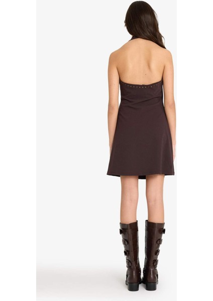 Halter Yaka Bürümcük Mini Elbise G5935AX25WN indirimleri