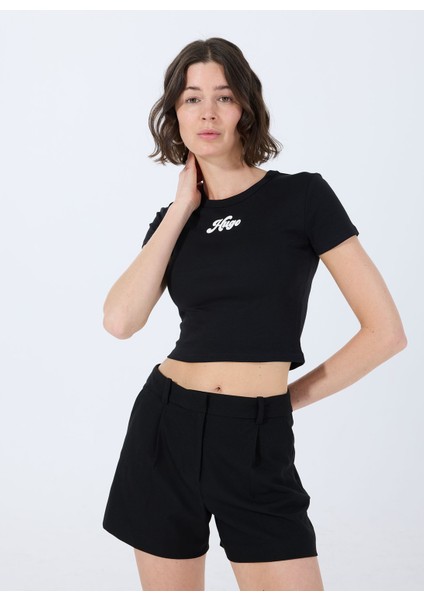 Siyah Kadın Bisiklet Yaka Normal Kalıp T-Shirt 50539132 indirimleri