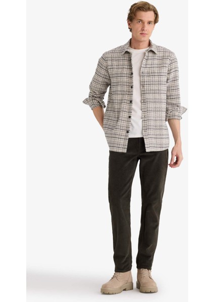 Regular Fit Polo Yaka Flanel Uzun Kollu Gömlek E8191AX25WN fiyatları