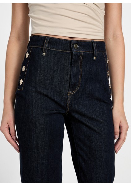 Yüksek Bel Ispanyol Paça Skinny Fit Lacivert Kadın Denim Pantolon New Faye Kadın Modal Karışımlı Skin modelleri