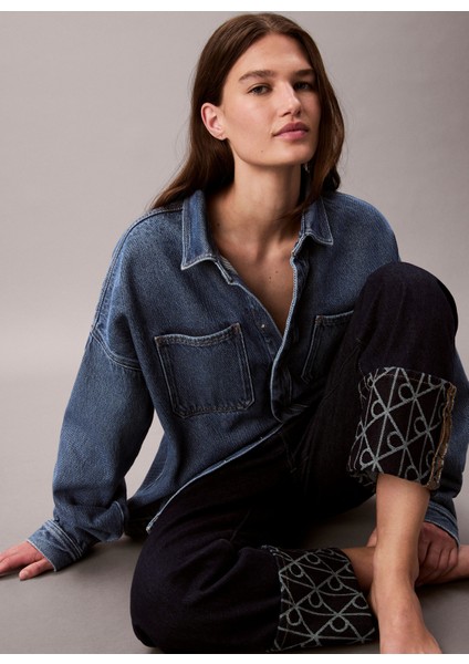 Yüksek Bel Düz Paça Relaxed Mavi Kadın Denim Pantolon LV047D711GZ1H fiyatları