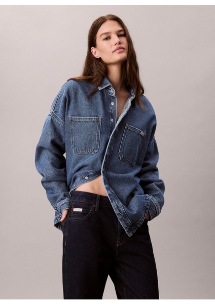 Yüksek Bel Düz Paça Relaxed Mavi Kadın Denim Pantolon LV047D711GZ1H modelleri