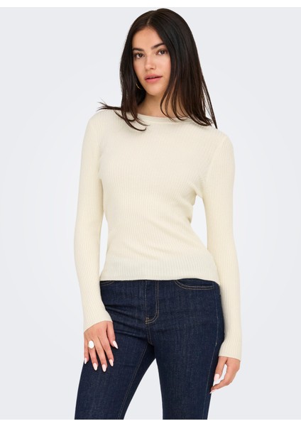 O Yaka Dar Çizgili Krem Kazak Kadın Onllouısa Ls Pullover Knt fiyatları