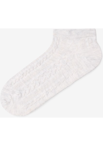 5 Çift Kendinden Kalp Desenli Patik Çorap